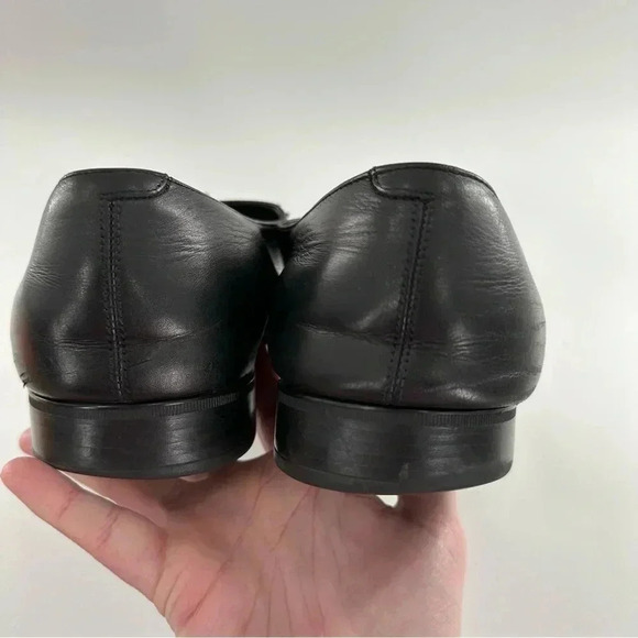 Salvatore Ferragamo mens dress shoes 10 rain lux black Italian leather cap toe - Picture 9 of 15